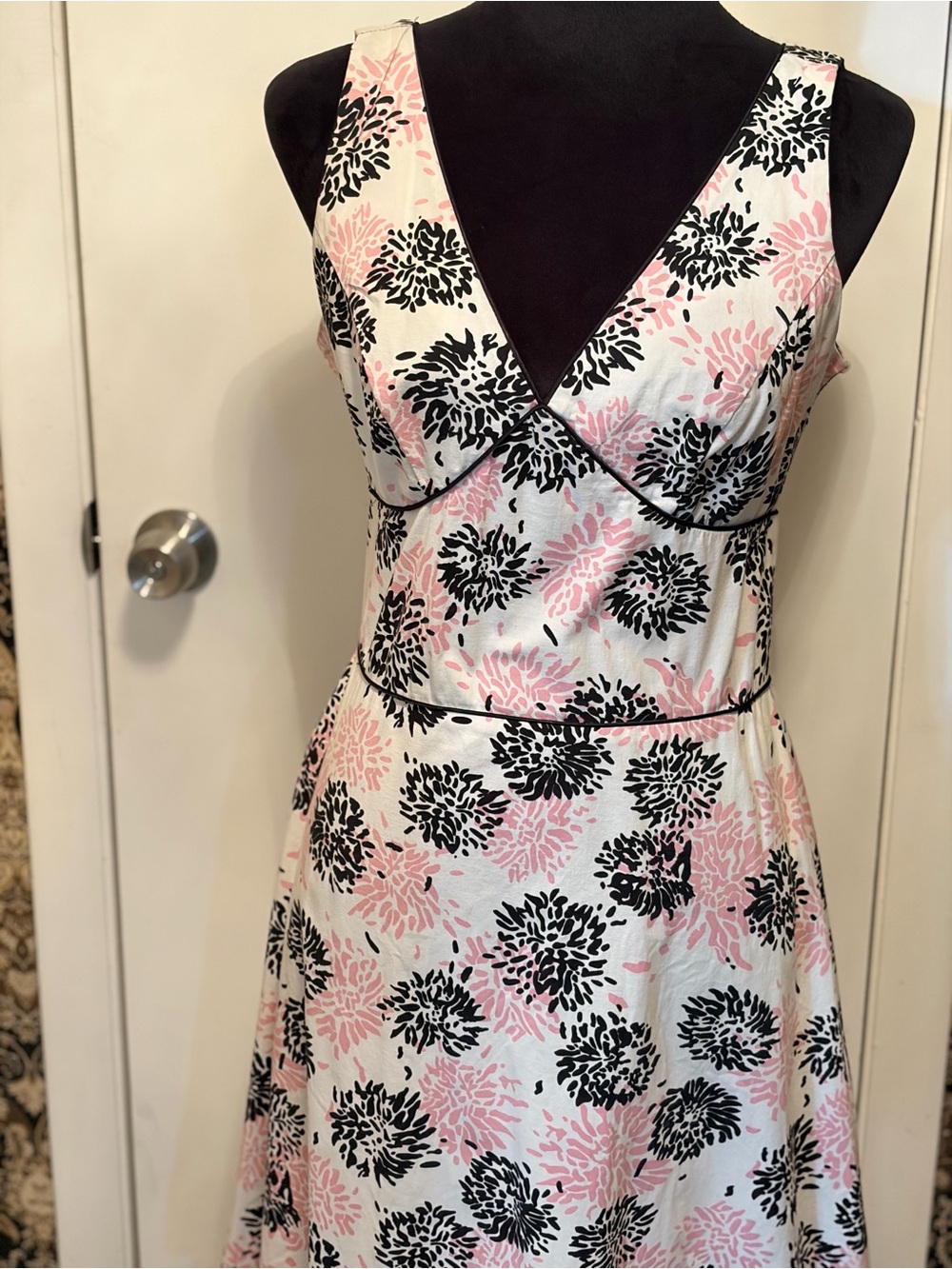 Speechless Pink, Black & Cream Floral V-Neck Midi Dress